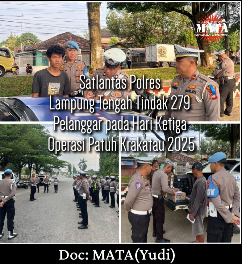 Satlantas Polres Lampung Tengah Tindak 279 Pelanggar pada Hari Ketiga Operasi Patuh Krakatau 2025