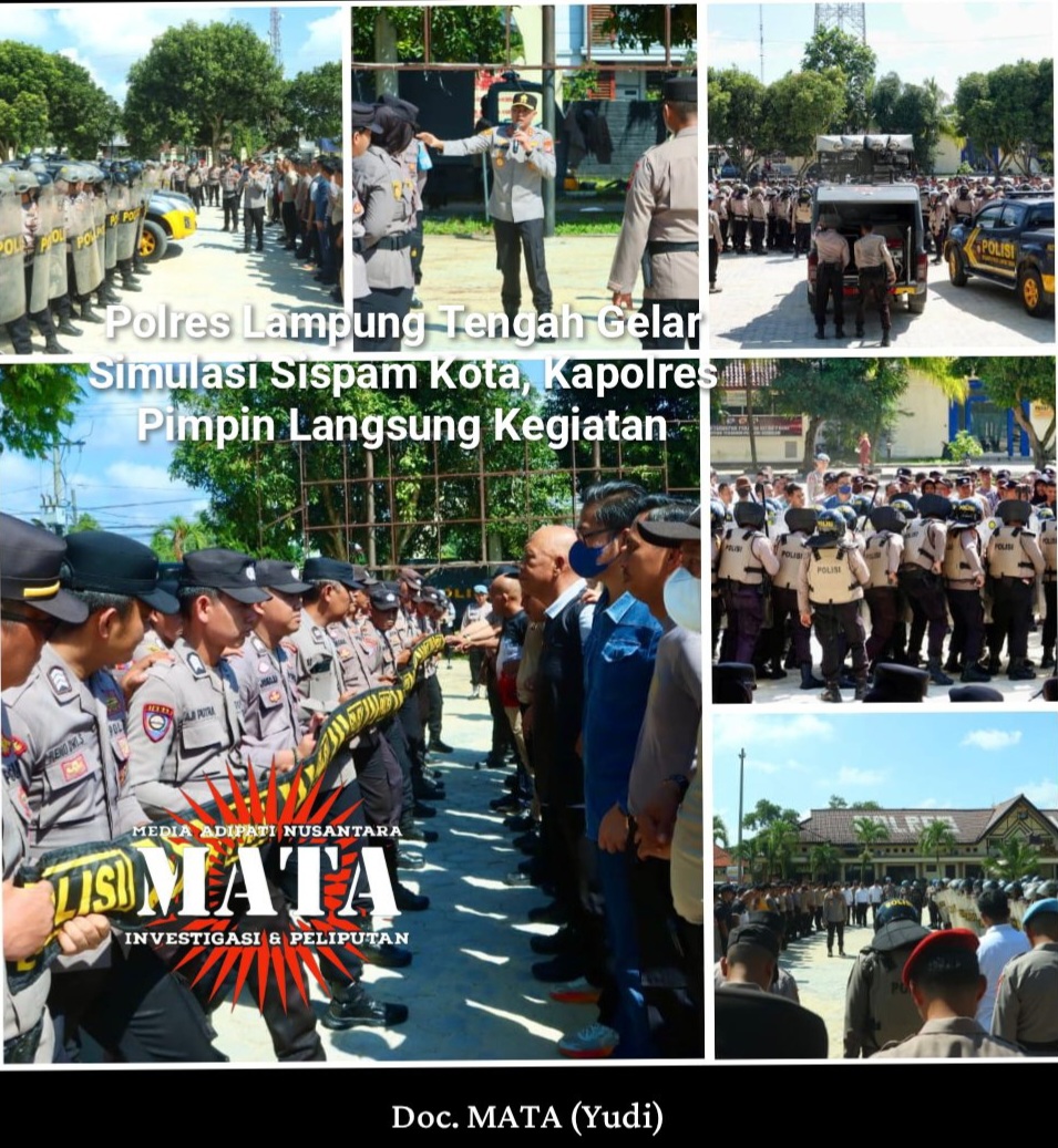 Polres Lampung Tengah Gelar Simulasi Sispam Kota, Kapolres Pimpin Langsung Kegiatan