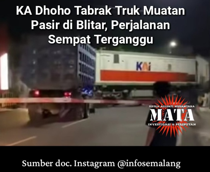 KA Dhoho Tabrak Truk Muatan Pasir di Blitar, Perjalanan Sempat Terganggu